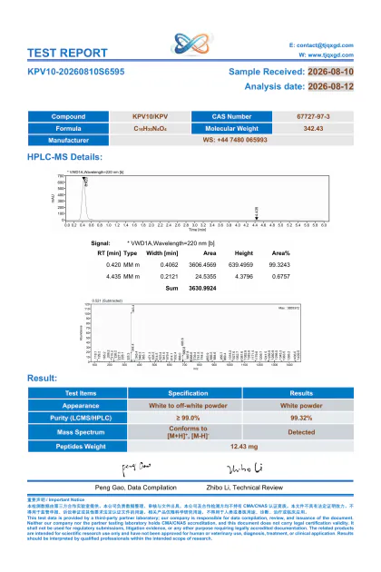 KPV third-party analytical report KP10-20260810S6595 first-page preview