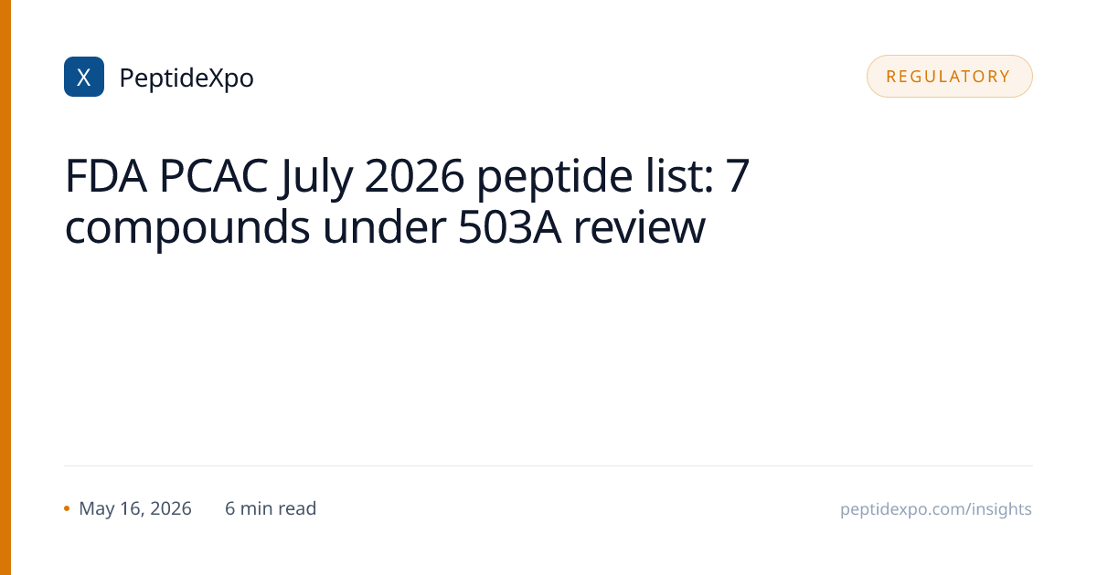FDA PCAC July 2026 peptide list: 7 compounds under 503A review | PeptideXpo